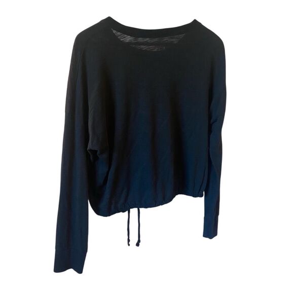 Madewell Women's Long Sleeve Black Top w/ Drawstring Hem Size M Casual - Picture 2 of 9